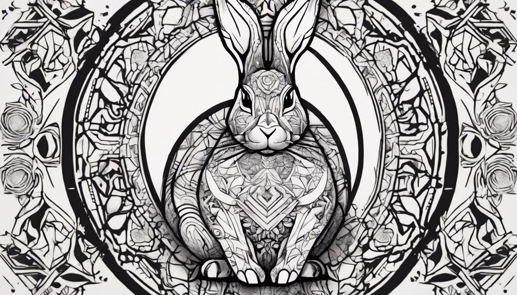 intricate blackwork rabbit design